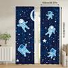 Set Of 2 Glowing Curtains Featuring Space Planets Stars Designed Effortless Installation Creating Curtain With Rod Pocket Polyester