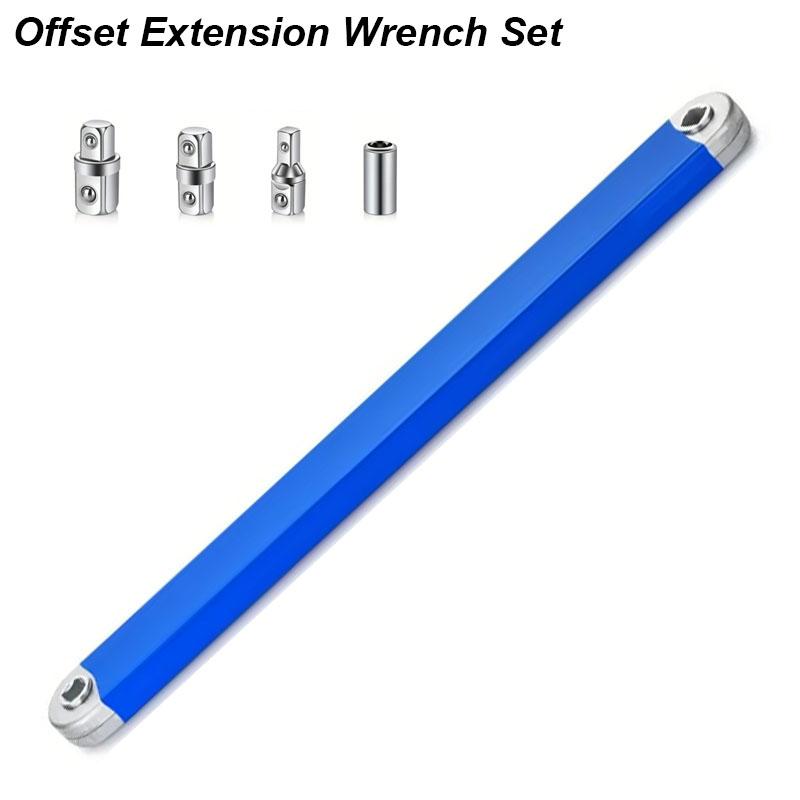 Offset Extension Wrench Set 1/2  1/4  3/8  Spanner Square Socket Drive Adapter Extender Long Handle Bar Tool Auto Repair Offset Wrench