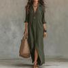 2026 Spring/Summer Casual Solid Color Lapel Slit Dress