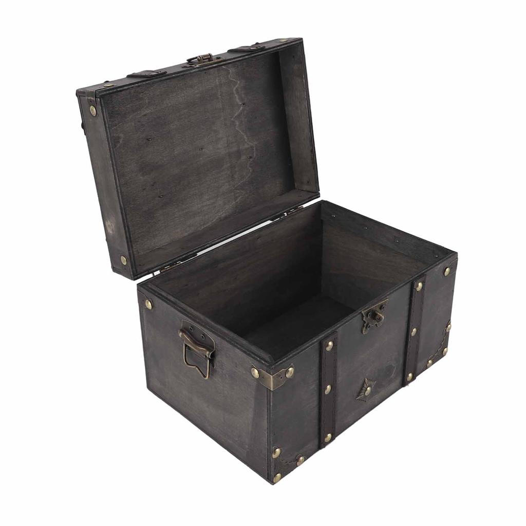 Vintage Wooden Storage Box Antique Decorative Treasure Chest Box Large Exquisite Storage Box Container with Lock for