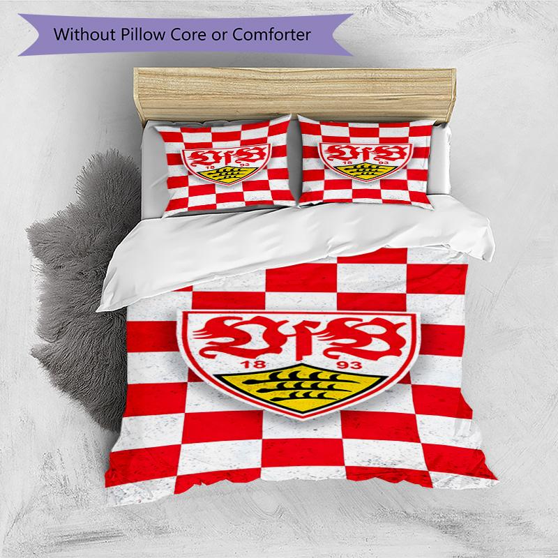 Vfb Fc Crest Printed Pattern Duvet Cover Set – includes 1 duvet cover and 2 matching pillowcases Bedroom decor Christmas gifts