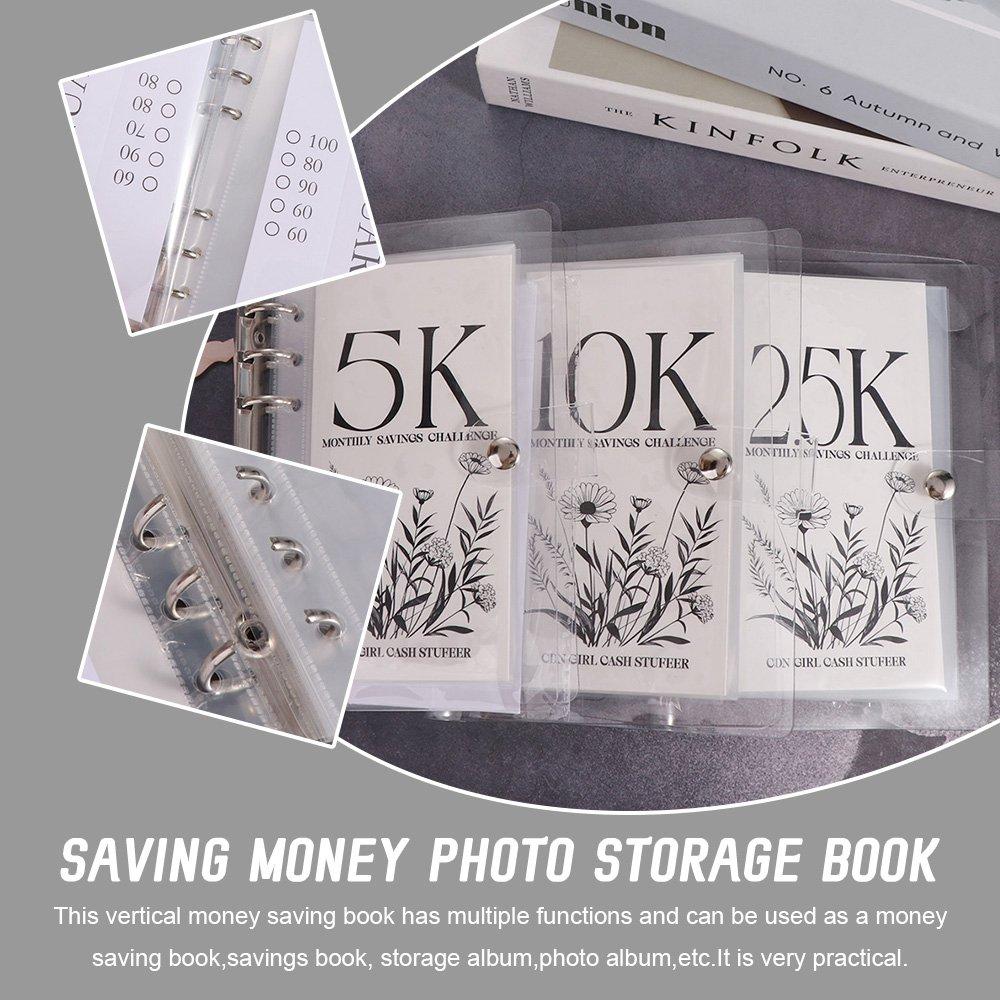 2.5K/5K/10K Savings Challenge Binder Creative Cash Savings Binder PVC Envelope  Budget Planner