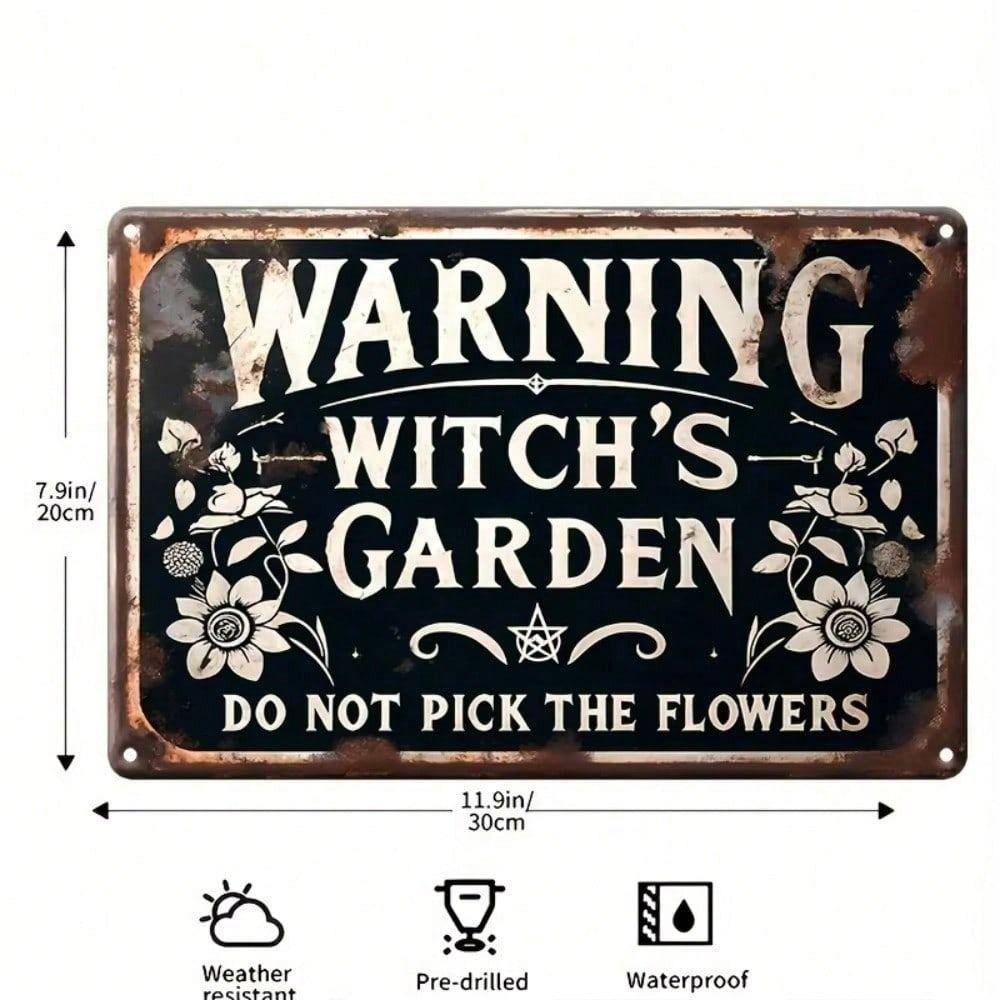 Vintage Metal Witch Sign for Halloween, Iron Decor for Garden, Home, Yard, Patio, Cafe & Bar