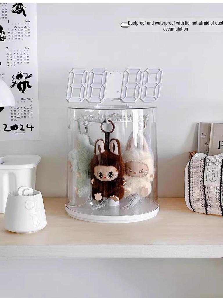 Rotating Labubu Plush Doll Display and Storage Box