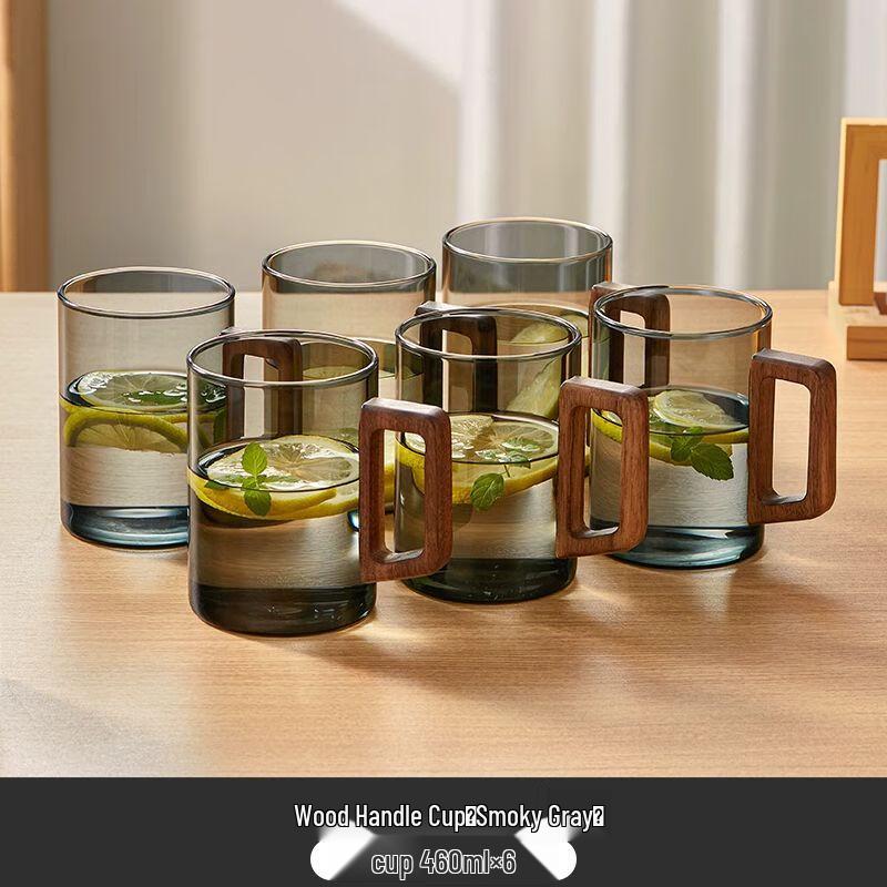 TXRMDX Light Luxury Glass Tea and Drinking Cup Set with Handle