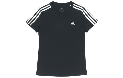 adidas Women s Essentials Slim 3-Stripes Tee Black GL0784 S
