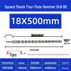 Extended Electric Hammer Drill Bit, Square & Round Shank, for Concrete Piercing - Available in 500mm to 2m Lengths