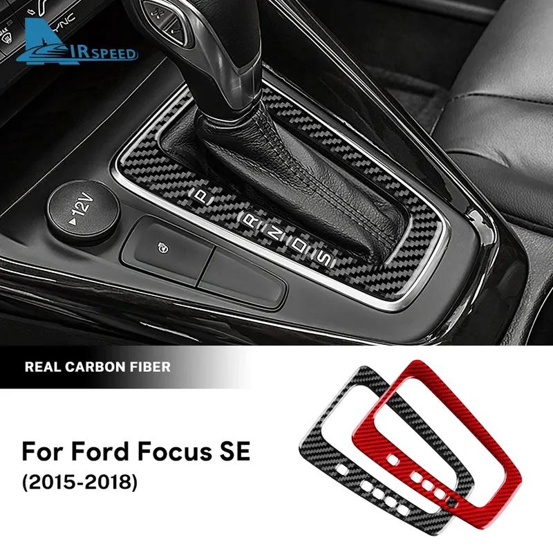 Real Soft Carbon Fiber Sticker For Ford Focus SE 2015 2016 2017 2018 LHD Car Gear Shift Panel  Interior Trim Accessories
