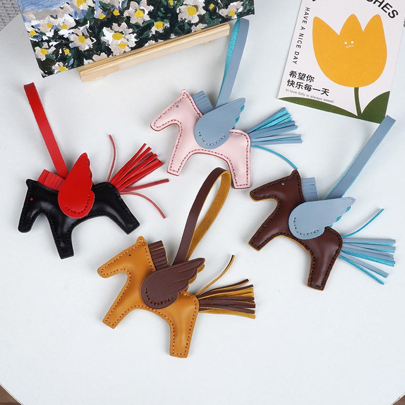 Handmade Genuine Leather Pegasus Keychain for Women – Cute Car Accessory