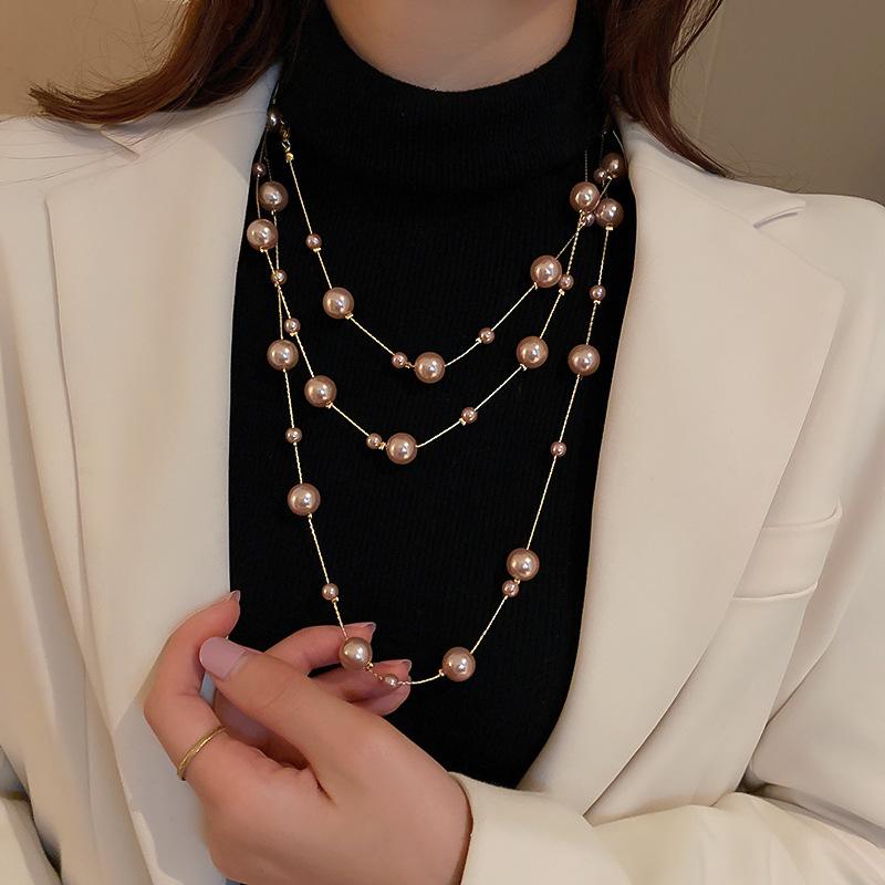 French Vintage Baroque Pearl Necklace Summer Niche Premium Sense Clavicle Chain Light Luxury Versatile Necklace Women
