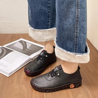 Women's Sneakers Wear Resistant  Spring New Casual Comfortable Platform Loafers Lace-Up Leather Flats Slip-On Ladies Shoes