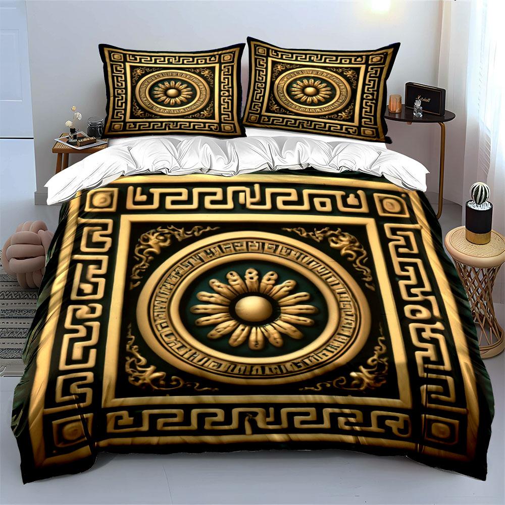 Gold Floral Medallion Pattern. Bedding Sets Duvet Cover Sets Duvet Covers Pillowcases(1*Duvet Cover 2*Pillowcases Without Duvet Insert)