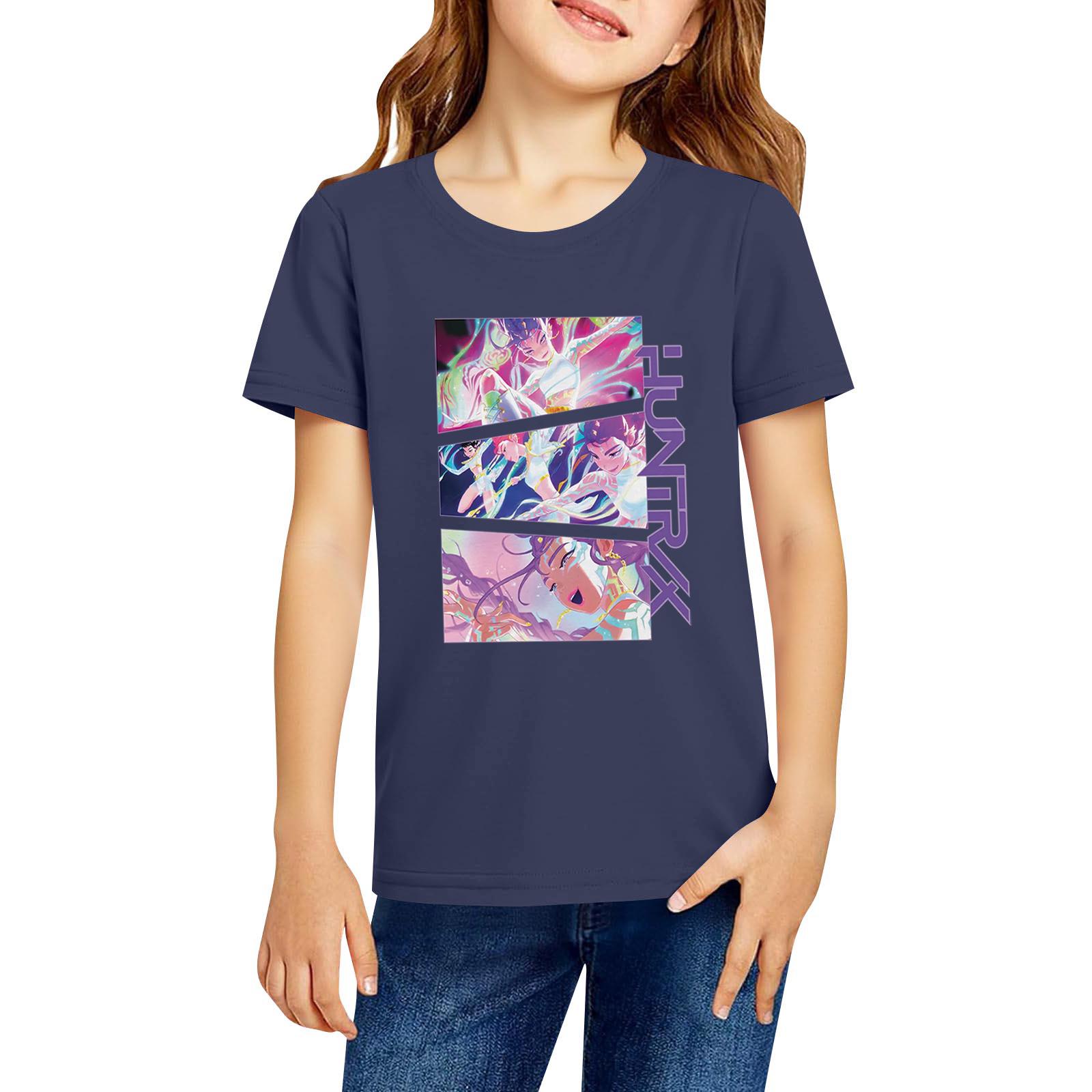 

Модная рабочая одежда с короткими рукавами и круглым вырезом, топы с принтом для детских летних топов 130