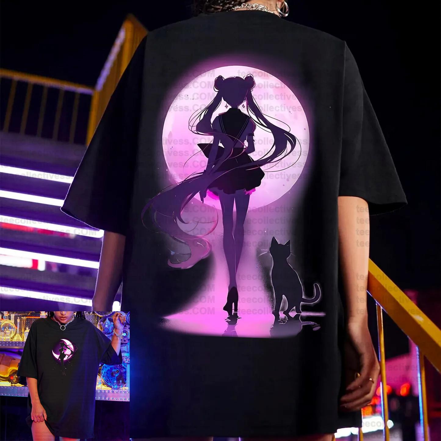 

Anime Sailor Moon Womens Harajuku Summer Tshirt 2026 New Retro Streetwear Casual Loose Unisex Short Sleeve Unisex Tops 4XL