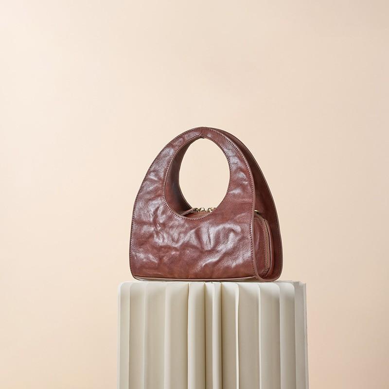 

Retro Leather Handbag Women Commuting Small Bag Women s Tree Cream Top Layer Vegetable Tanned Cowhide Dinner Crossbody Shoulder 22-10-12CM кофейный