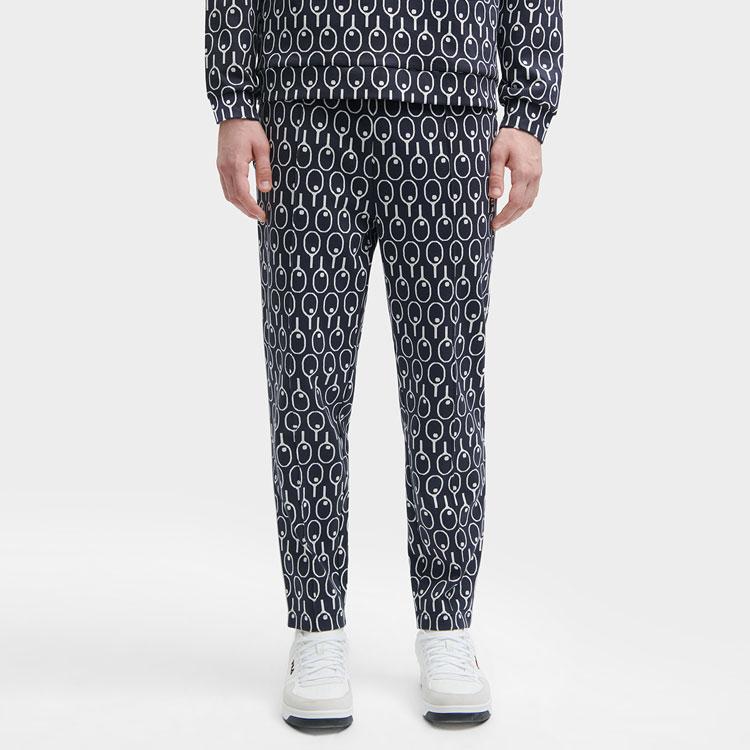 FILA All Over Print Mid Rise Straight Leg Casual Pants Men bottoms Black F11M349607F-ZA