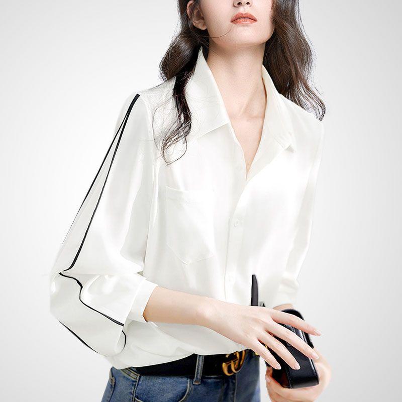 

Нишевая свободная повседневная минималистичная однотонная модная белая рубашка White- 2XL