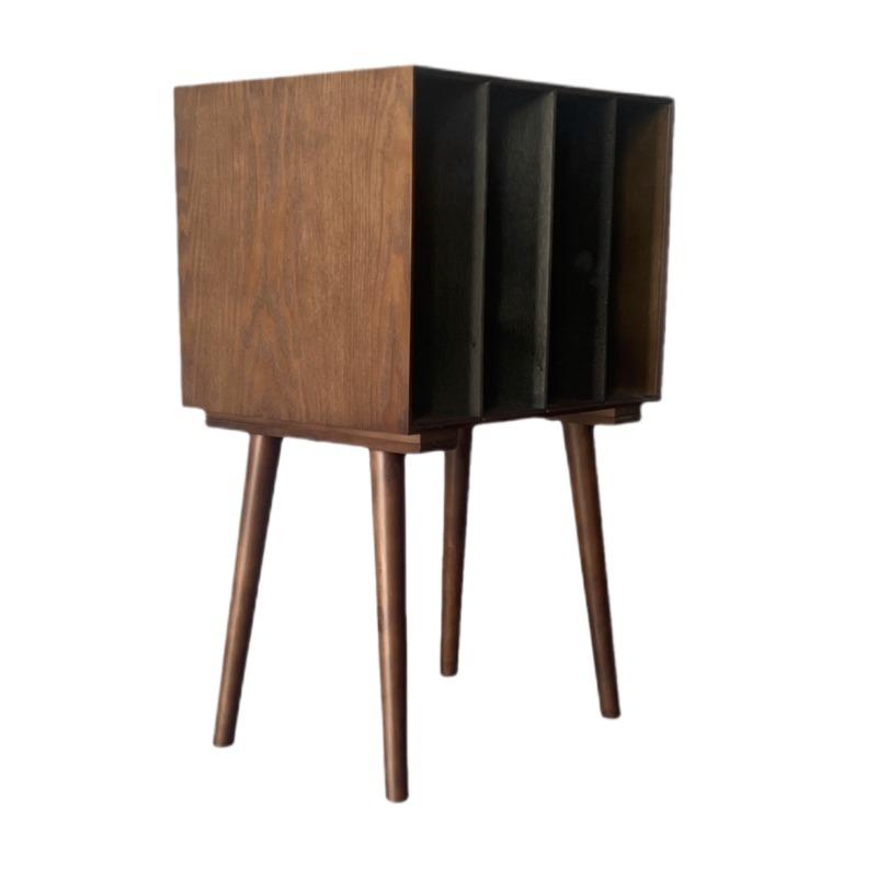 Supporto per Dischi in Vinile, Scaffale Organizzatore in Legno per CD, Supporto per Giradischi Retro con Vano Portaoggetti, Rastrelliera Espositiva Decorazione per la Casa Vintage