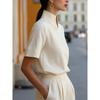 Stehkragen Kurzarm Bluse Elegante Bürokleidung Lässige Arbeitskleidung Oberteile für Damen