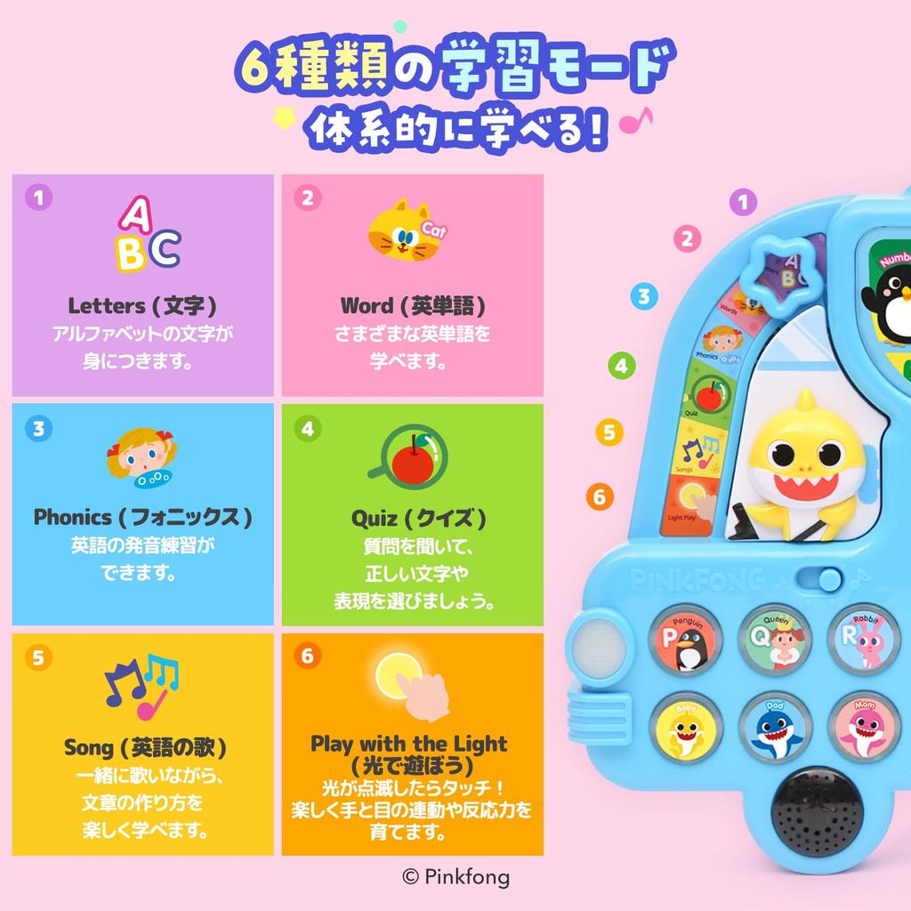 Baby Shark Alphabet Learning English Educational Blue Bus, Toy,