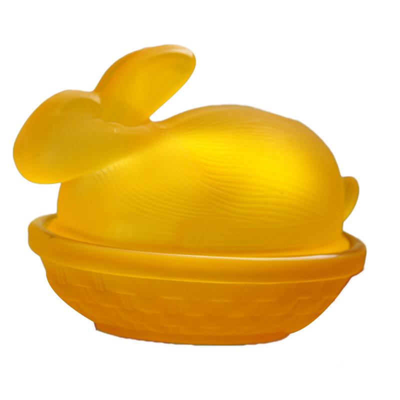 Vintage Glass Rabbit Candy Dish With Lid, Colorful Crystal With Lid Funny Candy Jars For Dessert