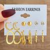 6Pairs 18K Gold Plated Alloy Earrings Set Stainless Steel Post CZ Pearl Heart Hoop for Women Fashion Jewelry