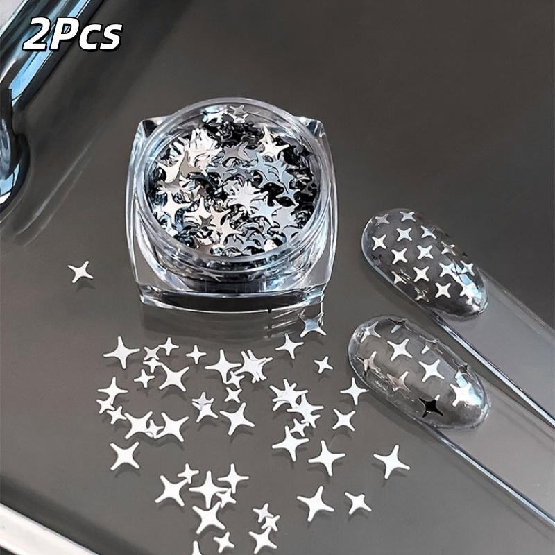 2Pcs Laser Sequin Butterfly Star Glitter Powder Nail Art Accessories Decorations Diy Manicure Tool A5