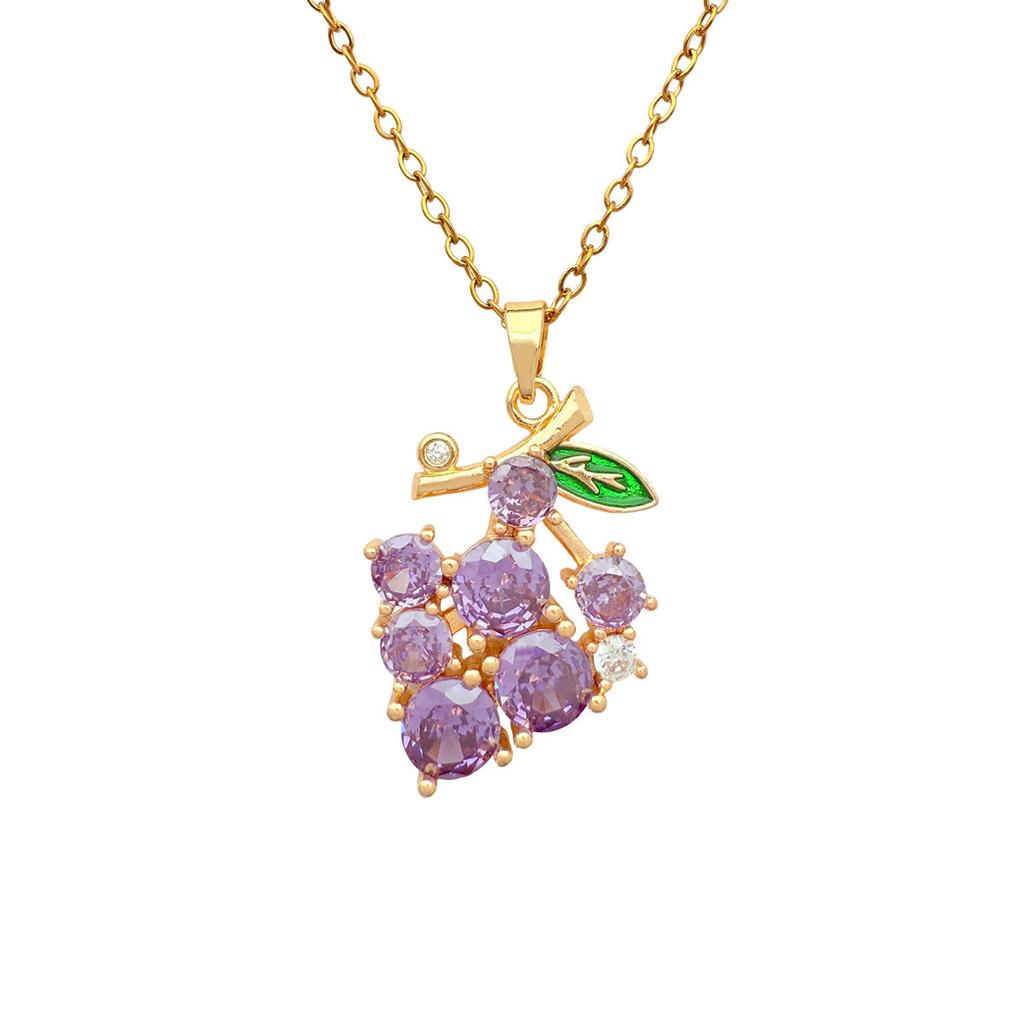 Summer Light and Fresh Colored Grape Necklace Accessory for Women with Simple and Elegant Design. Titanium Steel Necklace.