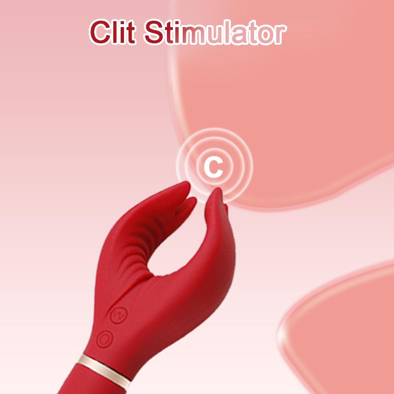 3 In 1 Triple Dildo Vibrator Y-shaped Clitoral Clamp Nipple Clip Stimulator G-spot Rose Vibrator Adult Product Sex Toy for Women