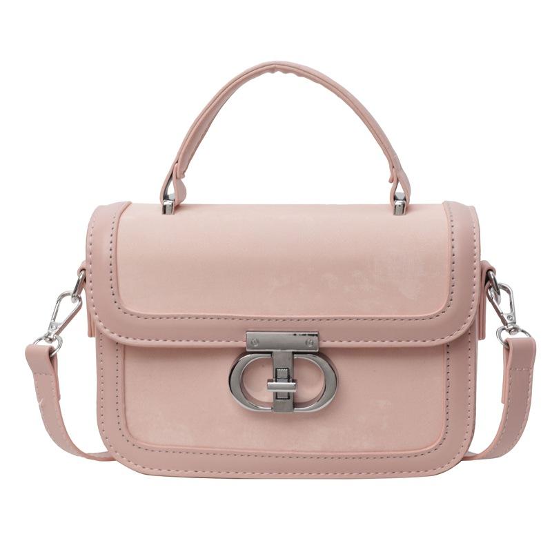 

Универсальная маленькая сумка для поездок на работу, женская простая модная маленькая квадратная сумка, весна-лето 2025, нишевый дизайн, текстурная сумка через плечо розовый