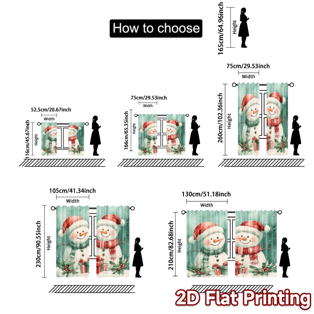 2pcs  Curtains Cute Snowman Christmas Gifts (3) Popular Contemporary Curtains Fabric Curtains Versatile All Ldeal for Bedroom &