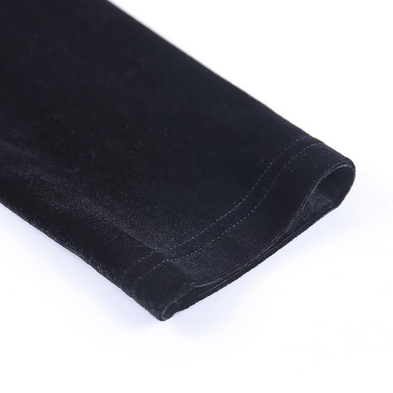 Autumn Solid Color Velvet Dress 96233 Sexy Wild Wind Round Neck Split Skirt