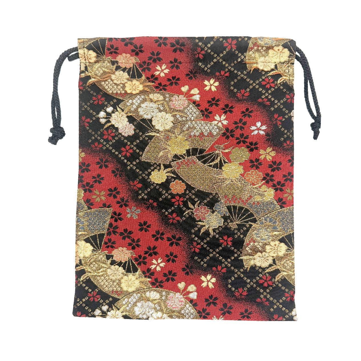 

Черный мешочек для госюинтё «Майсэн» x 26 19 x 26 Мешочек на кулиске для штампа госюинтё Сделано в Японии из золотой парчи и ткани нисидзин из Киото (19 см), чёрный