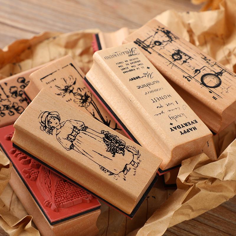 Exquisite Wooden Plant & Flower Stamps for Creative Journals – 8 Styles