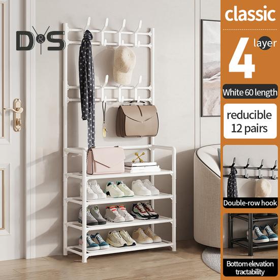 Multi-Layer Shoe Rack Doorway Clothes Hanger High Stability Simple Installation Shoes Shelf Floor-Standing Storage Rack