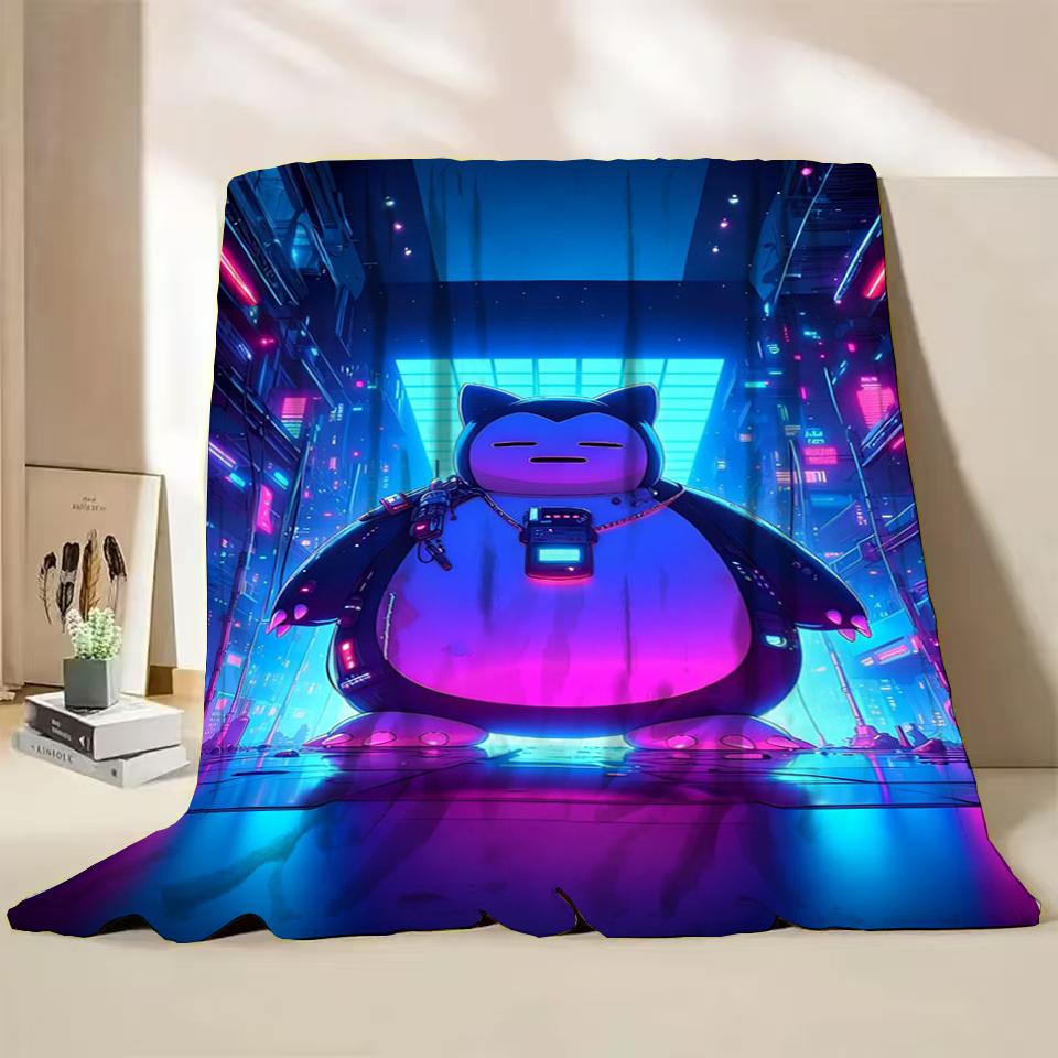Pokemon Snorlax Flanelová Nadýchaná Fleece Deka pro Domov Ložnici Postel Pohovku Kancelář Dětská Přikrývka Dospělá Měkká Deka Dětský Roztomilý Dárek
