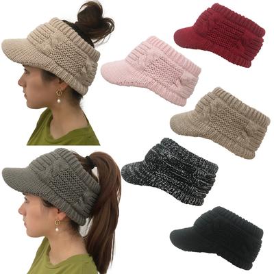 Beanie Tail Winter Warm Knit Messy High Bun Pferdeschwanz Hüte Visor Beanie Cap Outdoor Messy High Bun Cap Kreis Schals