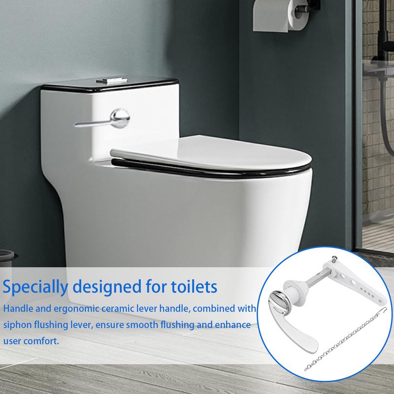 Flush Handle For Toilet Tank Flush Lever Accessory Kit Toilet Handle Lever Replacement With Chains For Repair Accessory For Home