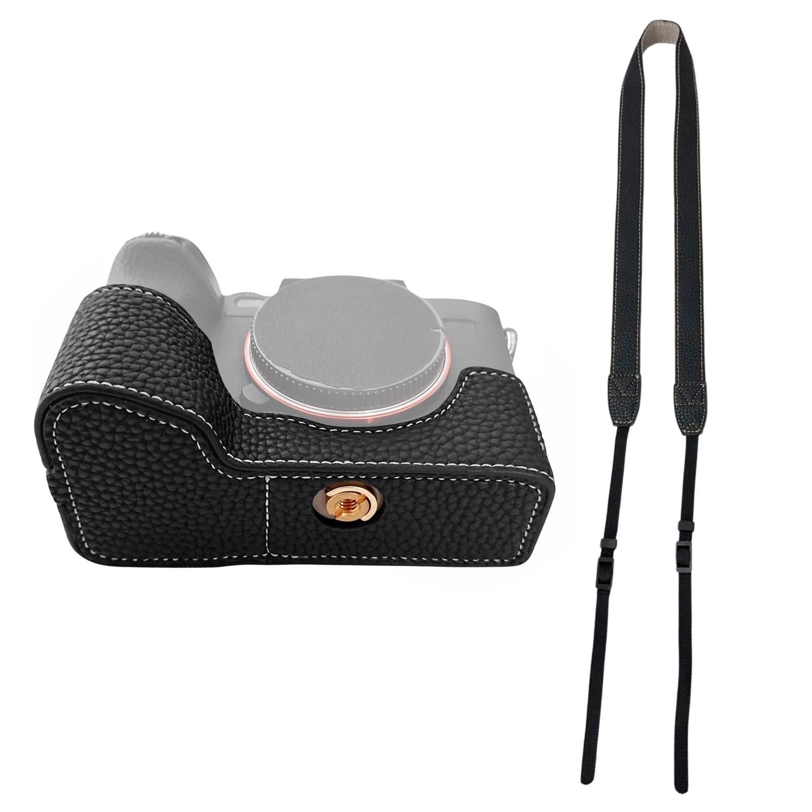 

Получехол для камеры Нижний чехол для корпуса камеры Получехол для камеры из ПУ кожи с отверстием для плечевого ремня чёрный