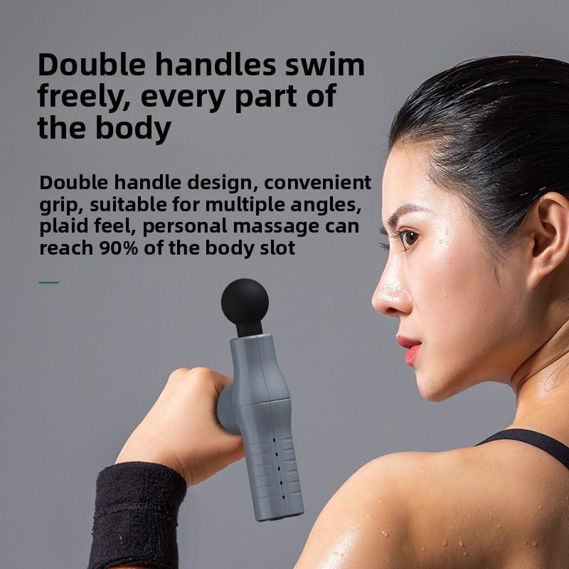 Mini Faszienpistole Doppelgriff 4 Massageköpfe Elektrisches Massagegerät Entspannende Muskelmassagepistole