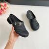 Sheepskin version~ inner height increase women's shoes woven hollow thick heel shoes summer new models not tired feet cool slippers
