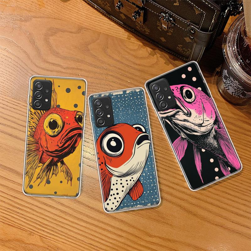 Pop Art Drawing Ideas Fish Phone Case for Samsung A54 A57 A37 A17 A14 A15 A12 A24 A34 A55 A35 A25 A52S A07 A05S A04S A22 A32 A72