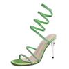 New Lace-Up Roman Sandals Feminine Stiletto Versatile Snake Wrap Anti-Slip Wear-Resistant High Heels Summer