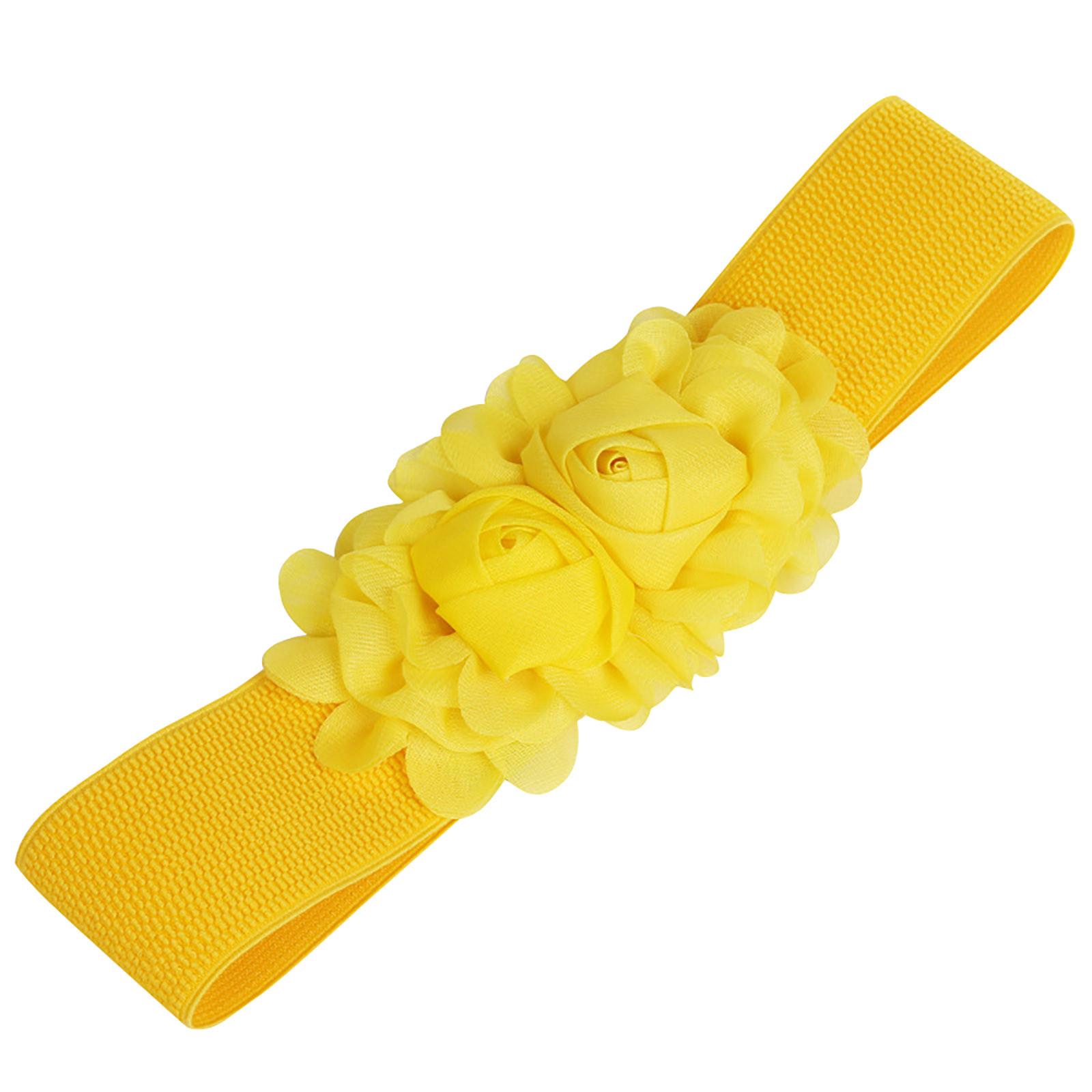 

Декоративный женский простой универсальный эластичный пояс, женский широкий шифоновый розовый эластичный пояс на талии One Size жёлтый