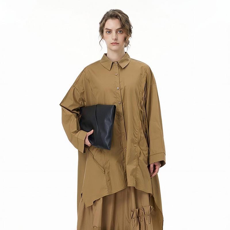 Womens Oversized Long Sleeve Cotton Shirt