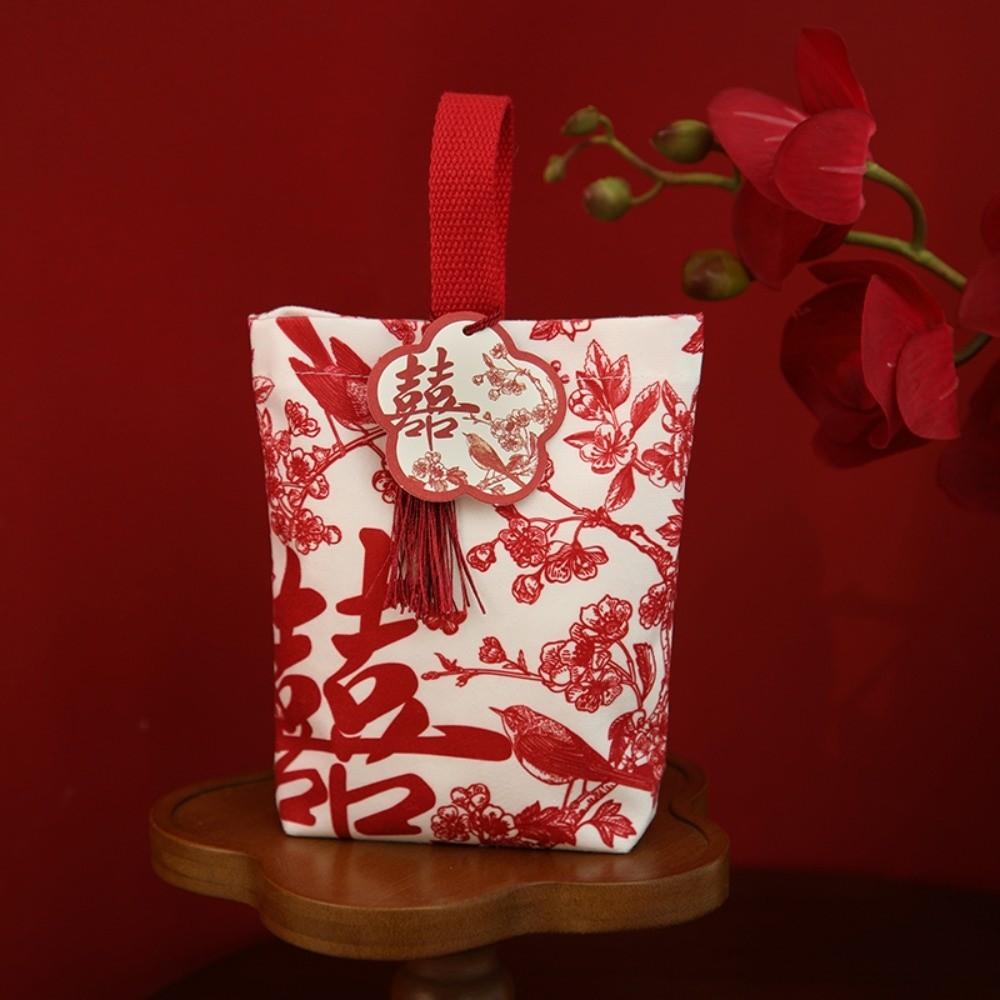 Flower Festive Sugar Bag Storage Korean Style Chinese Wedding Candy Bag Jewelry Packing Bag Drawstring Bow Wrist Hand Bag