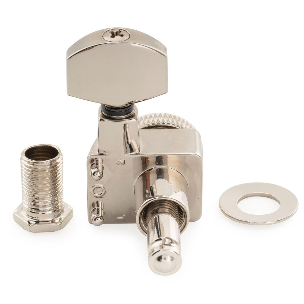 Musiclily Pro Locking Tuning Pegs with Gear Hex for Fender and Electric Nickel Left-Handed 6-Piece 2-Pin 181 Ratio, Buttons, Strat, Telecaster,