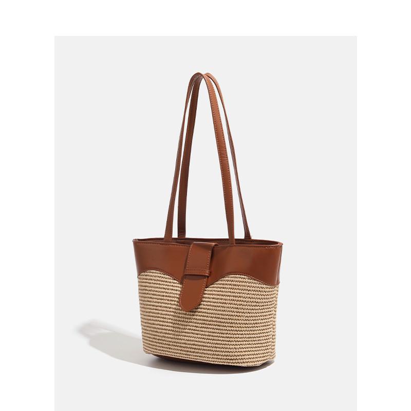IELGY Straw Vacation Beach Bag Commuter Woven Shoulder Tote Bag