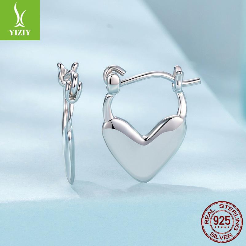 Simple And Versatile S925 Sterling Silver Love Ear Buckle Classic Design Heart Earrings Earrings
