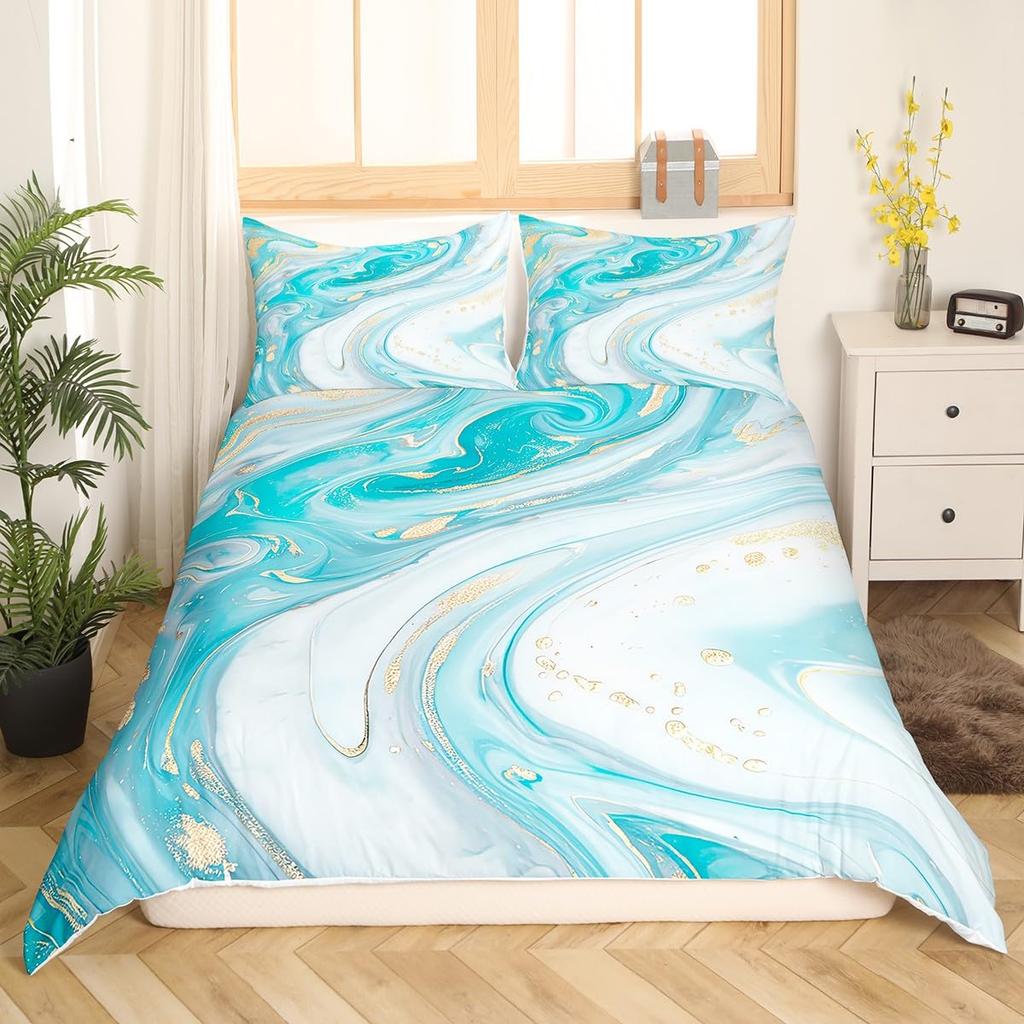 Chic Marble Duvet Cover Sets For Teens Kids Queen Lightweight Quilt Covers Bedroom Decor Abstract Art Bedspread Covers No Quilt